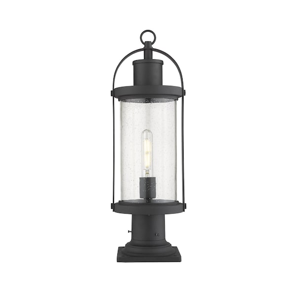 Z-Lite Roundhouse 1 Light Outdoor Pier Mounted Fixture, Black And Clear Seedy 569PHM-533PM-BK - main